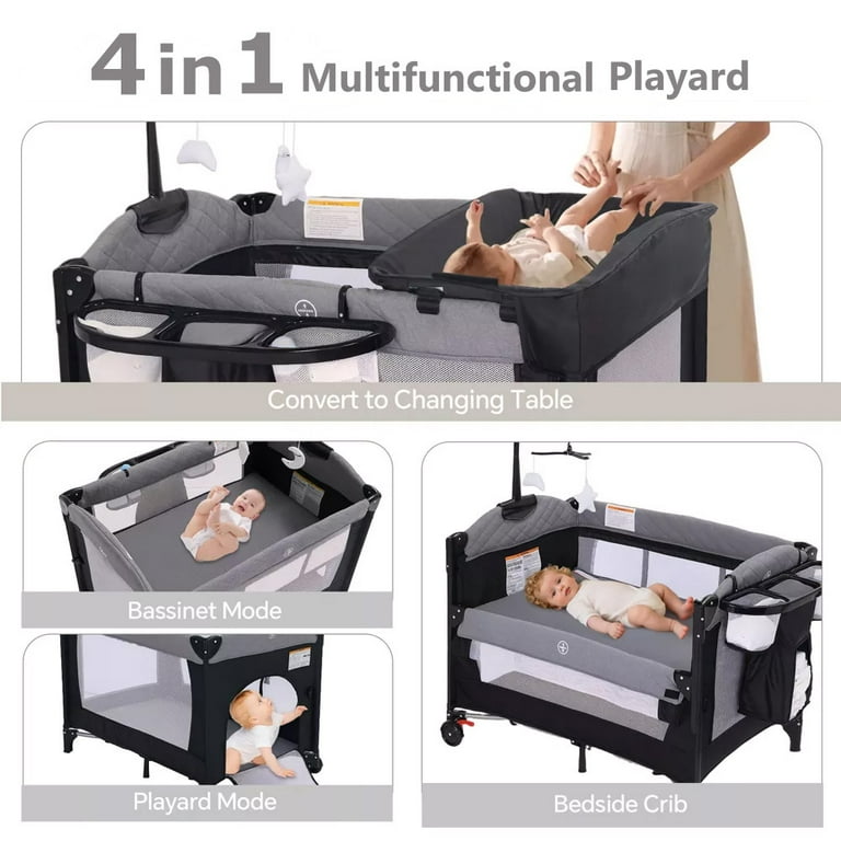 AILEEKISS 4-in-1 Portable Baby Play Yard with Changing Table for