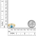 thumbnail image 6 of Gem Stone King 18K Yellow Gold Plated Silver Swiss Blue Topaz and White Moissanite Filigree Style 3 Stone Ring for Women (2.50 Cttw, Oval 8X6MM and 6X4MM) (Size 5), 6 of 6