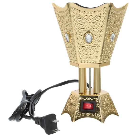 BPPEG Compact Golden Iron Electric Incense Burner Bakhoor Plug In Home Decor Safe to Use