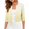 thumbnail image 2 of LEKWK Cardigan for Women 3/4 Sleeve Open Front Gradient Cropped Tops Lightweight Loose Fit Crewneck Comfy Shrugs Summer Fashion Outwear for Dresses, 2 of 7