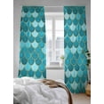 thumbnail image 3 of Sheer Curtains 84 Inches Long 2 Panels Set for Living Room, Green Semi Sheer Curtains for Windows, Modern Geometric Fish Scale Abstract Moroccan Voile Window Treatments Rod Pocket Curtain, 3 of 7