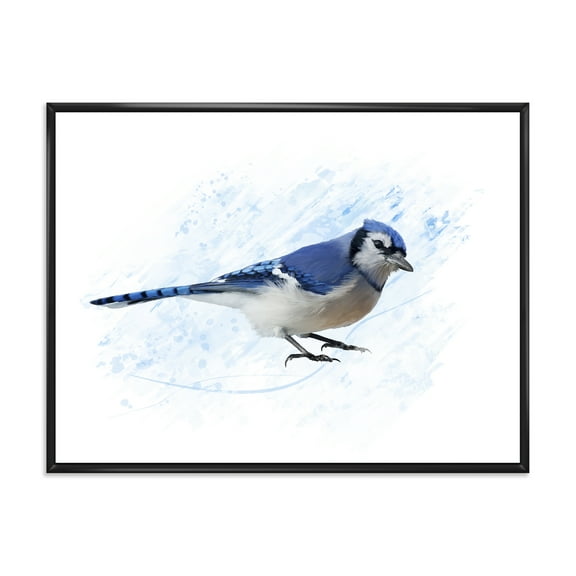 Designart 'Ancient Blue Jay Bird' Traditional Framed Canvas Wall Art Print