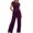 Purple, variant on Vivianyo HD Women's 2-Piece Casual Outfit, Short Sleeve Ruched Crop Top and Wide Leg Pants Loungewear Set, Women's Green, Sizes S-2XL