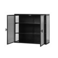 thumbnail image 4 of Modern Two-Door Glass Wall Cabinet with Woven Pattern Decor & Multi-Tier Storage, White for Living Room, Bathroom & Dining Room, 4 of 8