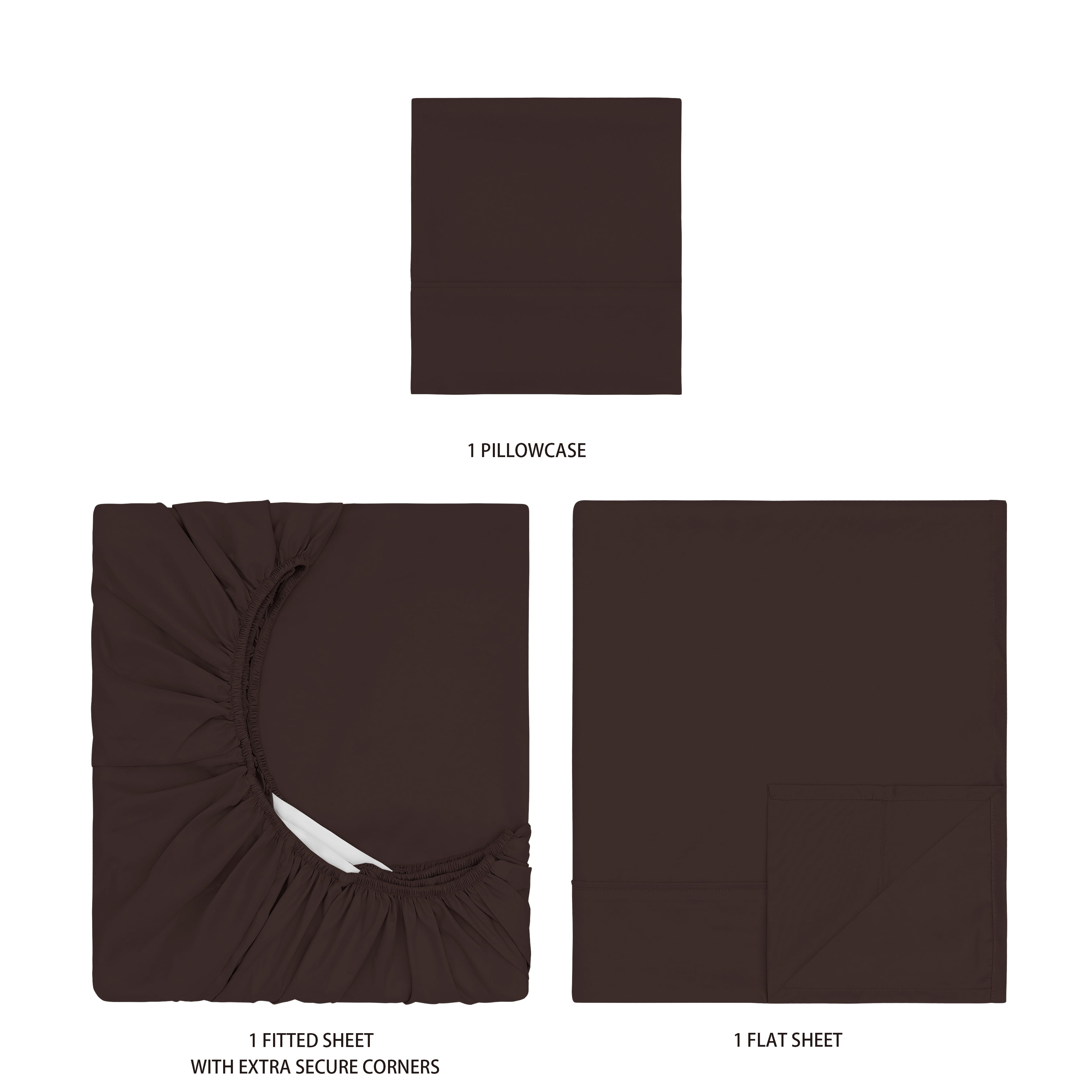 Mainstays Super Soft Brushed Microfiber Bed Sheet Set, Caffeine Brown, Twin-XL, 3 Piece