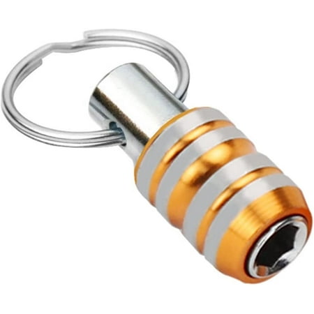 

1/5Pcs Bit Extension Holder 1/4 Inch 3 Slots Flat-Mouth Hex Shank Aluminum Alloy Screwdriver Bits Holder Ring Not Empty Interior Round Keychain Drill Screw Adapter Extension Rod Golden