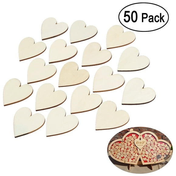 EeaseMX VORCOOL - 50 discos de madera en forma de corazón de 40 mm para manualidades y adornos (color madera)