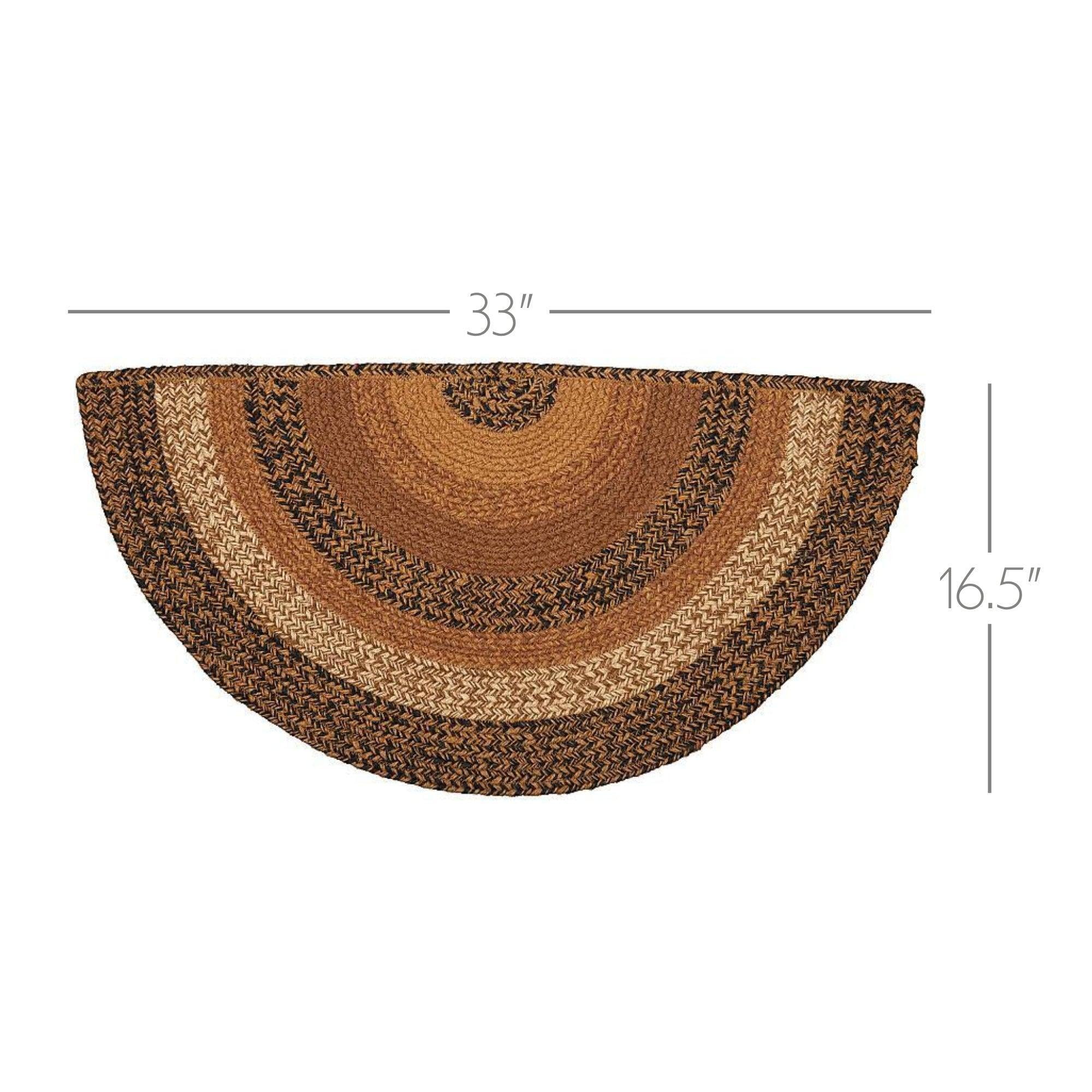 Rug Kettle Grove Jute Primitive Black Tan Braided No Slip Floor Mat TCC Brands