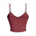 thumbnail image 4 of Kaemgyyd Cami Tops for Women Casual Solid Knit Ribbed Cropped Shirt Sleeveless Spaghetti Strap V Neck Slim Tunic Tee, 4 of 5