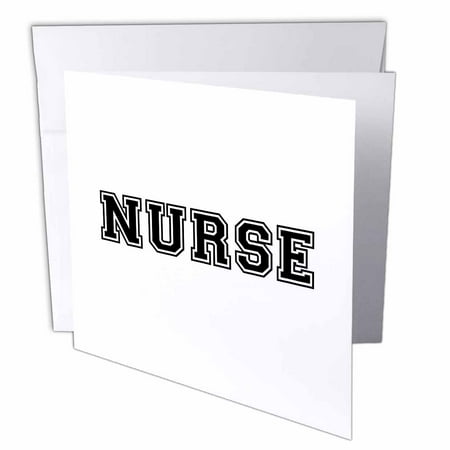 3dRose Nurse in preppy retro black college font on white - proud nursing school graduate - nurses day gifts, Greeting Cards, 6 x 6 inches, set of