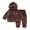 Brown, variant on Kids Toddler Boys Girls Winter Clothes Warm Fleece Hooded Pajamas Sleepwear 2 Piece Loungewear Set, Size 1-7 Years