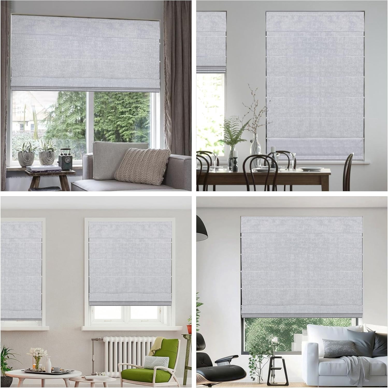LazBlinds Cordless Roman Shades for Windows, Blackout Room Darkening Thermal Insulated Window Blinds, Lightweight Fabric Blinds for Indoor Windows, 35" W x 48" H, Light Grey