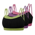 thumbnail image 2 of Risckoth 3 Pack Women Color Block Sports Bra, Criss Thin Straps Breathable Daily Underwear, 2 of 9