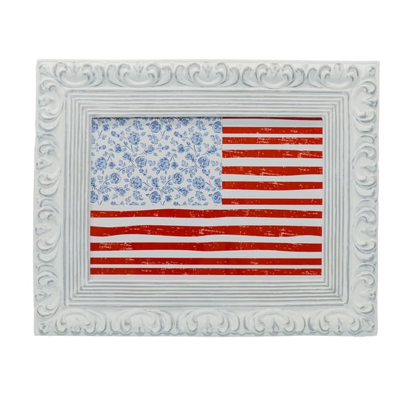 Floral Flag Hanging Sign, Red/White/Blue, 10" x 8", by My Texas House