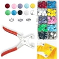 thumbnail image 1 of Juego de 100 botones de metal con pinzas de cierre, kit de herramientas de prensa, perfecto para manualidades, ropa, sombreros y costura, kit de cierres de botón a presión par, 1 of 5