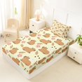 thumbnail image 4 of Manfei Lovely Capybara Twin Sheets,Pretty Floral Bedding,Yellow,3 Pieces,1 Fitted Sheet and 1 Pillowcase, 4 of 6