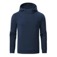 thumbnail image 4 of QPNGRP Men's Casual Pullover Lightweight Hoodie Long Sleeve Solid Waffle knitted Hooded Plus Size Navy M, 4 of 6