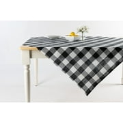 Mainstays Buffalo Plaid Woven Cotton Table Throw, Black and White, 1 Count