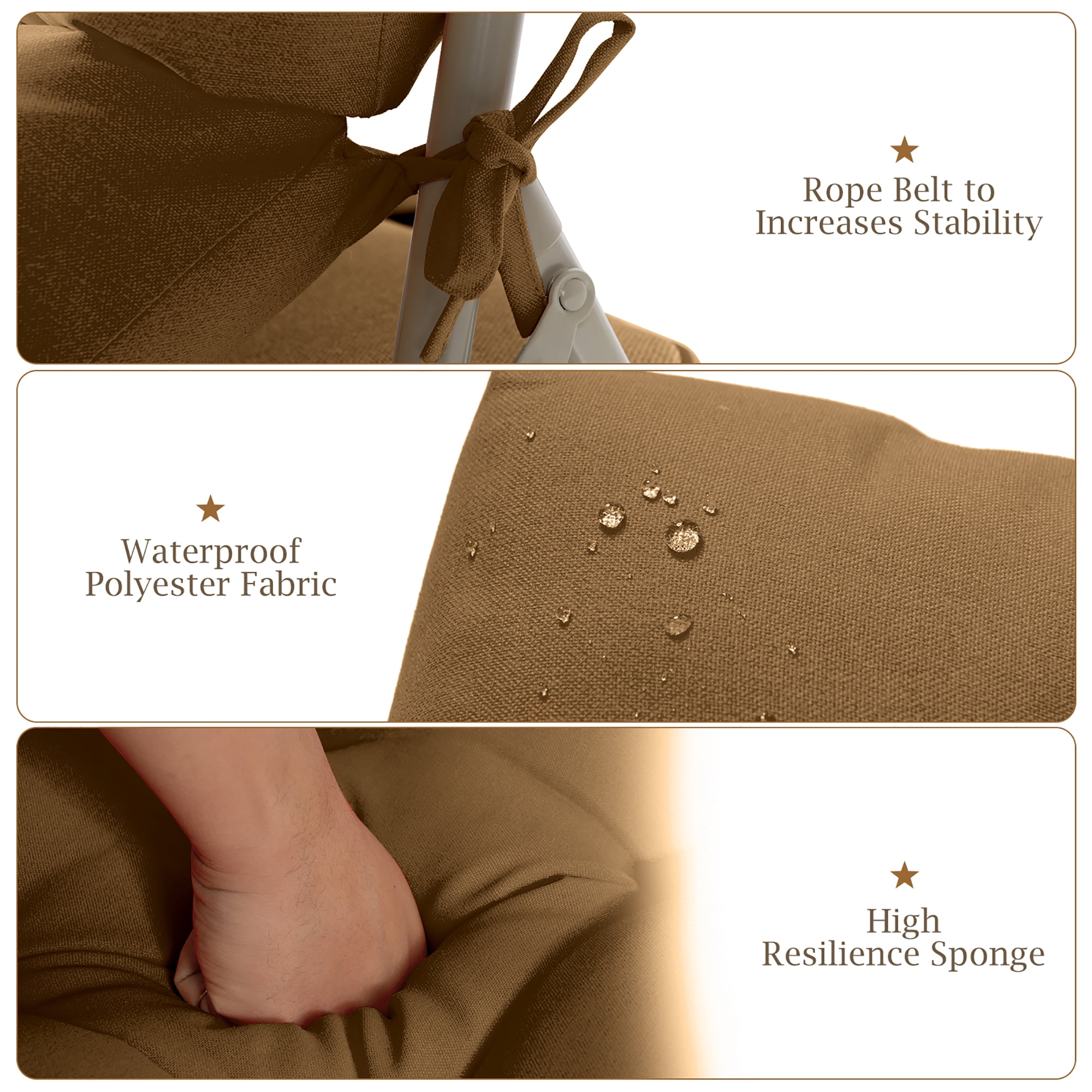 Costway 22'' x44''  Indoor Outdoor  Back Chair Cushion Tufted Pillow Patio Seating Pad Brown