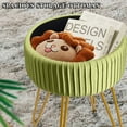 thumbnail image 4 of Hofitlead Velvet Storage Ottoman Vanity Stools - Multifunctional Upholstered Pleated Round Footrest with Golden Metal Legs,Matcha Green, 4 of 8