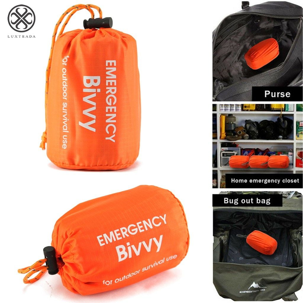 Reflective Lining Interior Bushcraft Dlife Emergency Bivvy Bag thermal Insulation Bright Orange Exterior Survival Sleeping Bag 