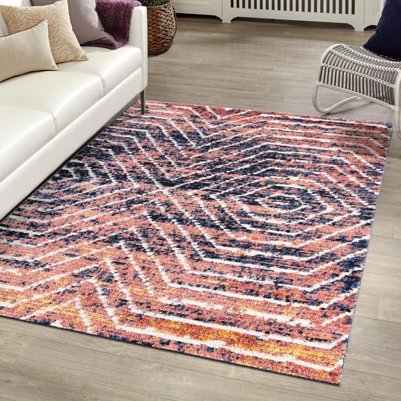 Unique Loom Tagine Collection Area Rug - Safiya (9' x 12' Rectangle Rust Orange/Black)