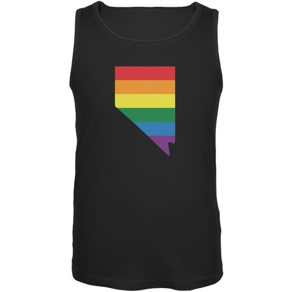Nevada LGBT Gay Pride Rainbow Black Adult Tank Top - Medium