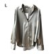 thumbnail image 1 of Blusa de mujer Camisa holgada de manga larga de satén Retro Girl Casual Top, Verde, L Advancent AP001166-15B, 1 of 7
