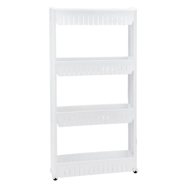 Estante de almacenamiento delgado con espacio entre estantes, accesorios de almacenamiento para el hogar Blanco 4 capas