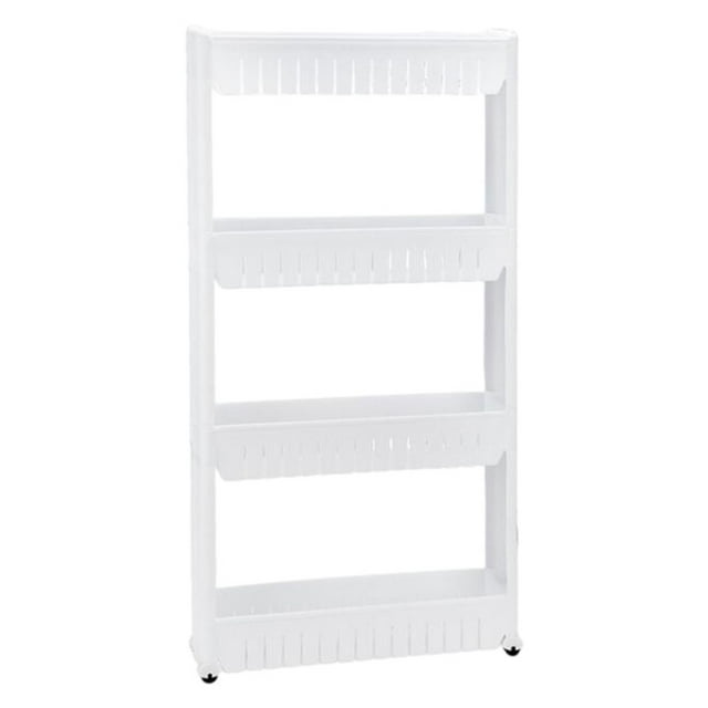 veasfak Chariot d'Étagère de Rangement Mince Multifonctionnel Étagère Intersidérale Chariot Roulant avec Blanc 4 Couches