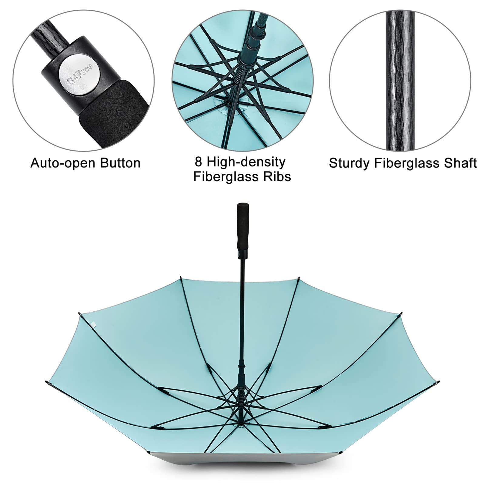G4Free 54/62 Inch Windproof UV Protection Golf Umbrella Extra Large Silver Coated Automatic Open Stick Long Umbrella