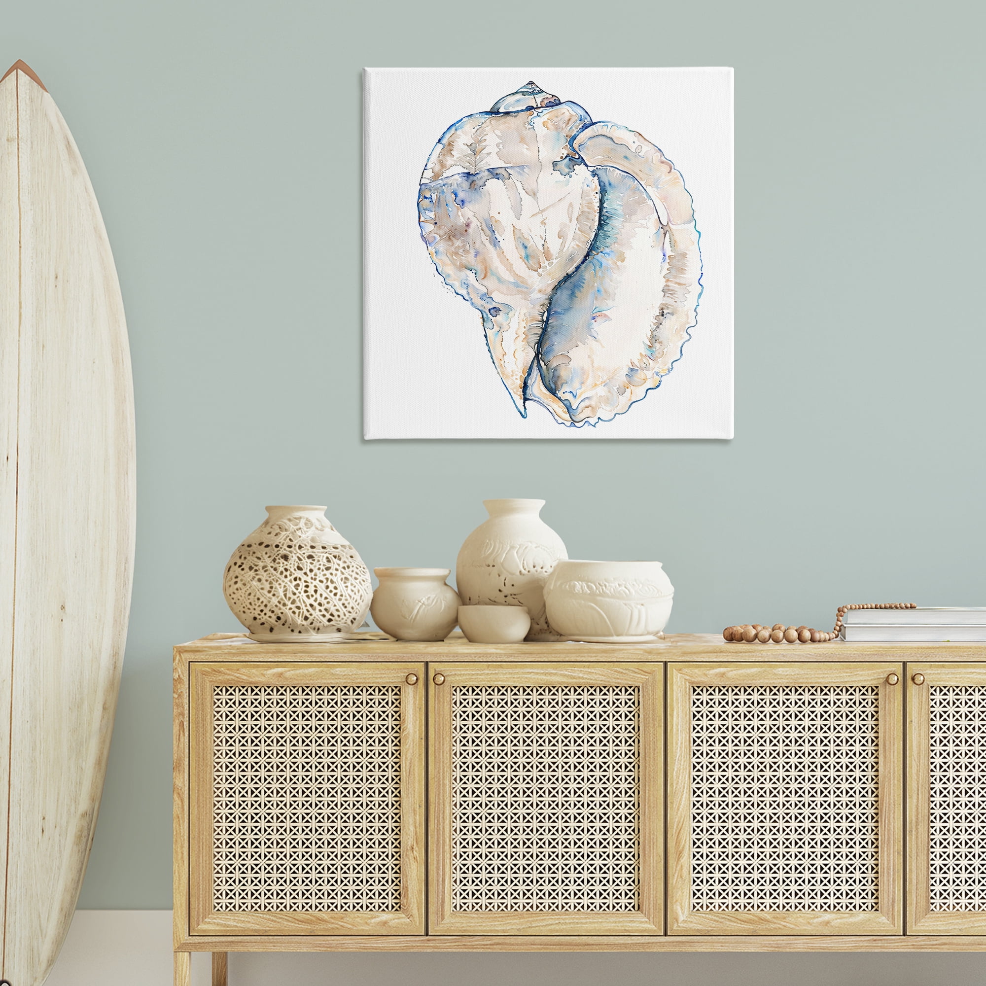 Stupell Industries Conch Shell on White Coastal Painting Gallery Wrapped Canvas Art Print Wall Art, 36 x 36