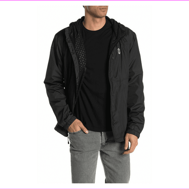 Free Country - Free Country Wind Shear Zip Up Hooded Jacket,Black,MED ...