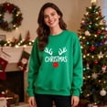 thumbnail image 2 of Stamzod Women's Fashion Christmas Matching Couple Sweatshirt Fashion Letter Printed Long Sleeve Crewneck Sweatshirts Women Christmas Holiday Casual Oversized Sweatshirt Green E L, 2 of 6