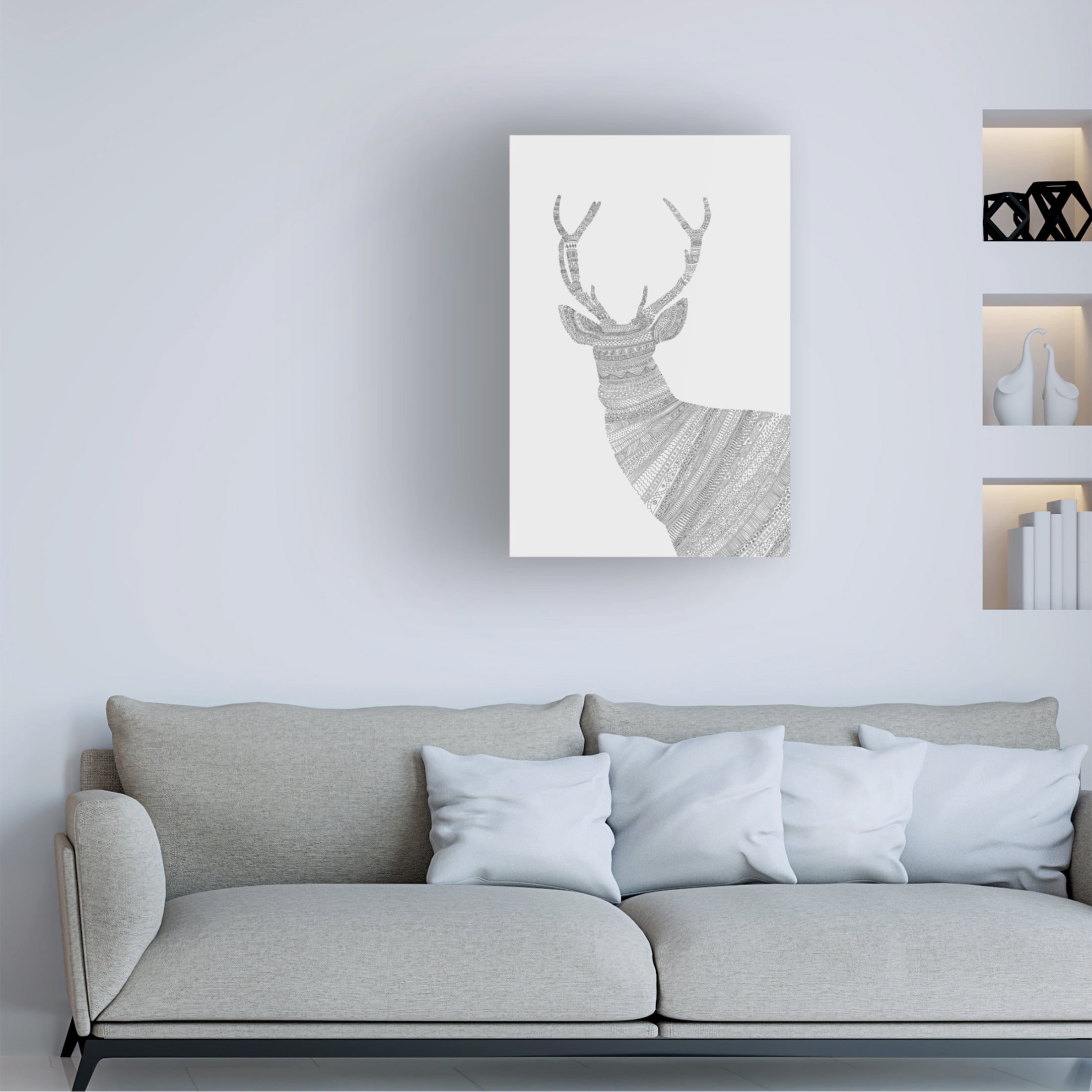 Trademark Fine Art Florent Bodart  Stag Grey Canvas Wall Art