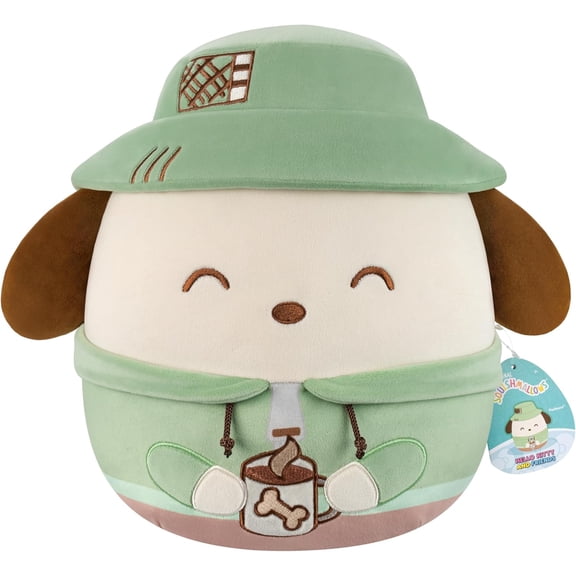 Squishmallows Original Sanrio 12in Cute Camping Pochacco – Official Jazwares Plush (Medium-Sized)