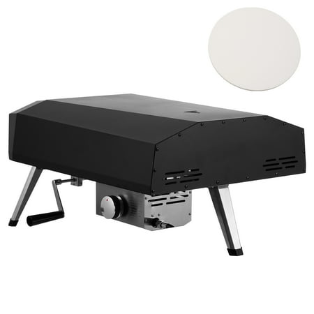 KFFKFF Exterior Pizza Cooker, 13" Propane-Powered Pizza Creator, Mobile Outdoor Pizza Barbecue with Durable Cordierite Pizza Rock, Weatherproof Shield, Iron Mist Propane Oven with Collapsible Stand