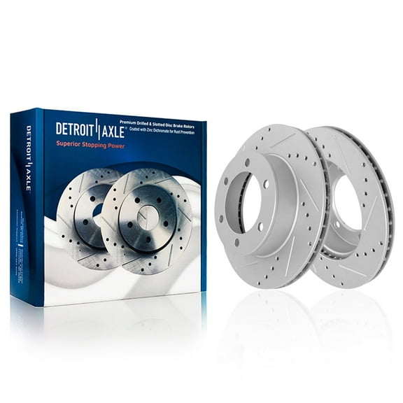 Detroit Axle - Front Brake Rotors for 2016-2024 Nissan TITAN XD Drilled and Slotted Disc Brake Rotors 2017 2018 2019 2020 2021 2022 Replacement: 14.17" inch Brakes Rotors