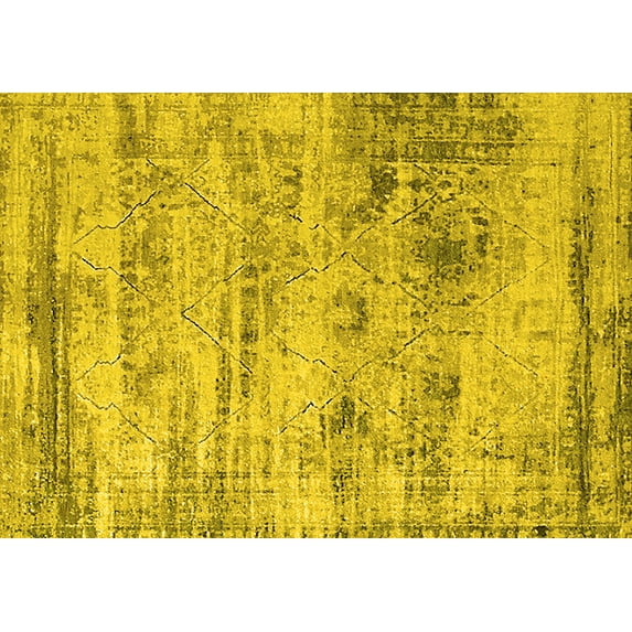 Ahgly Company Indoor Rectangle Oriental Yellow Industrial Area Rugs, 8' x 12'