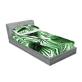 thumbnail image 2 of Palm Leaf Fitted Sheet & Pillow Sham Set, Realistic Vivid Leaves of Palm Tree Growth Ecology Botany Themed Print, Decorative Printed 4 Piece Bedding Decor Set, Twin, Fern Green White, by Ambesonne, 2 of 3