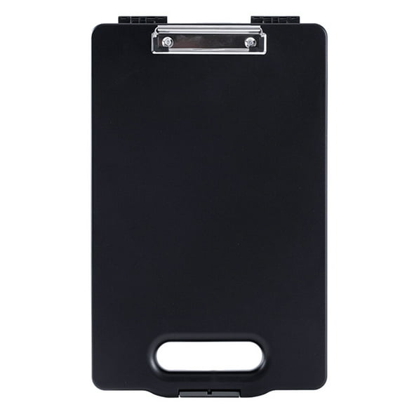 1Pc Portable Clipboard Storage Box Multifunction File Folder Openable Paper Storage Organizer Case Clip Board Writing Pad File Folder (Black)