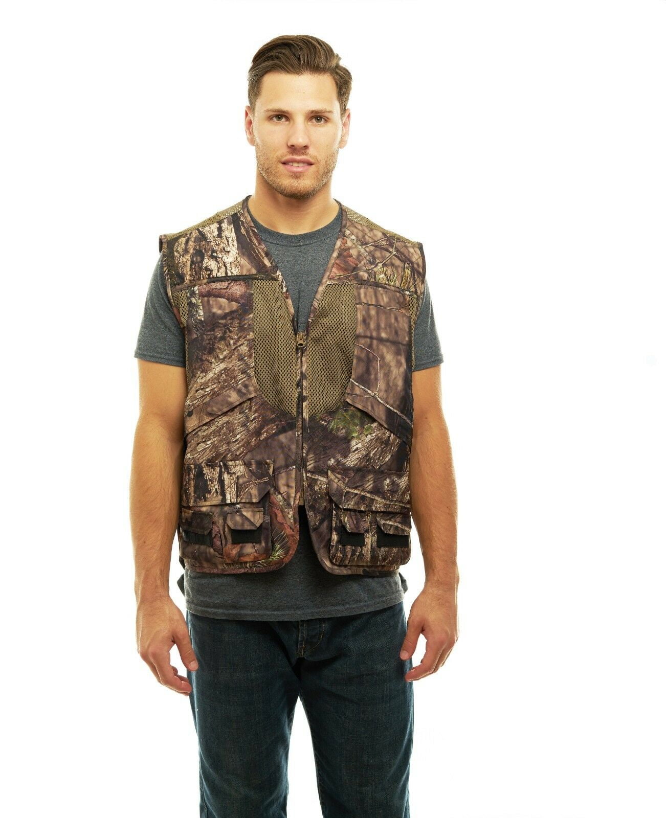 Mossy Oak Camo Mens Deluxe Front Loader Hunting Shooting Vest Turkey