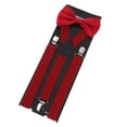 thumbnail image 4 of Conjunto de tirantes para hombre con pajarita y tirantes de esmoquin en forma de Y rojo, 4 of 9