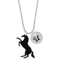 thumbnail image 1 of Delight Jewelry Acrylic 1.5 Black Horse Silvertone Script Initial Disc - U - Charm Necklace, 20"+3", 1 of 4
