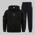 thumbnail image 2 of Ketyyh-chn99 Ensemble 2 Pcs pour Homme à Col Ras du Cou, Mode Homme, Doublé en Molleton, Fermeture Éclair Intégrale, Pantalon de Jogging à Capuche, Tenue de Sport Décontractée, Taille pour TG, Noir, 2 of 6