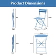 thumbnail image 4 of Yardgrace 3-Piece Folding Steel Patio Bistro Set, 2 Chairs and Table, Peacock Blue, 4 of 8