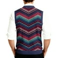 thumbnail image 4 of Mens Argyle Sweater Vests V Neck Sleeveless Cardigan Vest Knitwear Purple 3XL, 4 of 7
