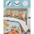thumbnail image 4 of Quilts Twin Size, Orange Fall Pumpkins Soft Comforter Bedding Set for Bed, Thanksgiving Botanical Blue Lightweight Quilted Bedspread with Pillow Cover(2 Pieces) for All Season, 68x86 Inch, 4 of 6