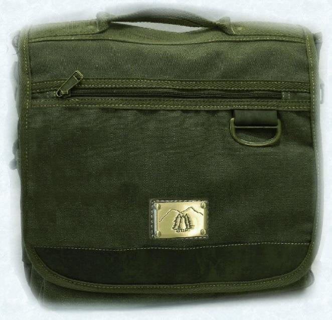 Green Canvas Shoulder Bag with Zip Pocket on Large Flap Opening - www.bagssaleusa.com - www.bagssaleusa.com