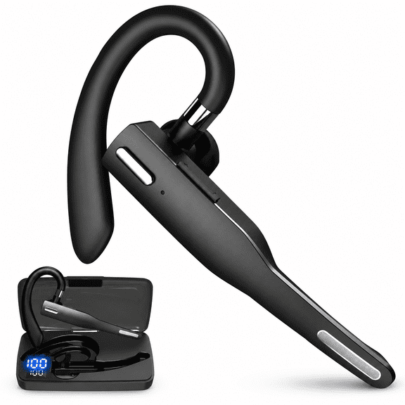 Yuniba Trucker Wireless Headset Bluetooth 5.1 Earpiece Dual Mic Earbuds w/ Charging Case